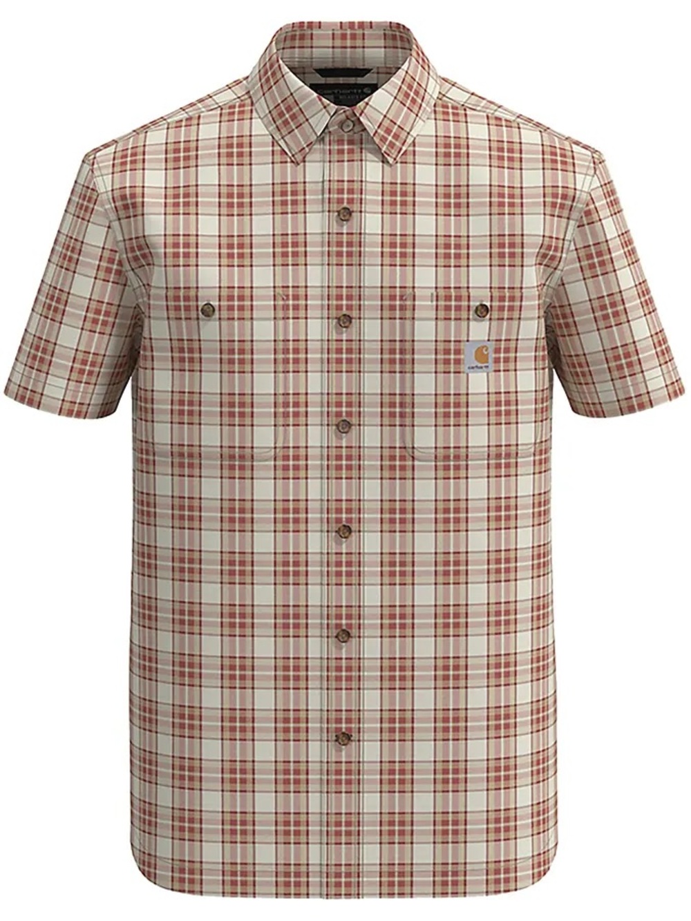 🐂 Carhartt Rugged Flex Relaxed Fit Plaid Flanned Short Sleeved Shirt! Red. New!